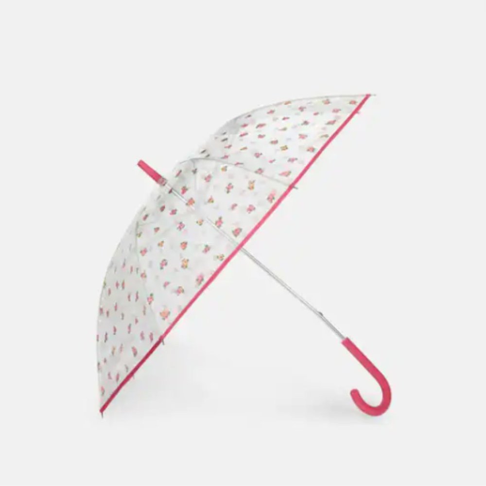 Coach Mini Clear Bubble Umbrella In Vintage Rose Print - Picture 1 of 3